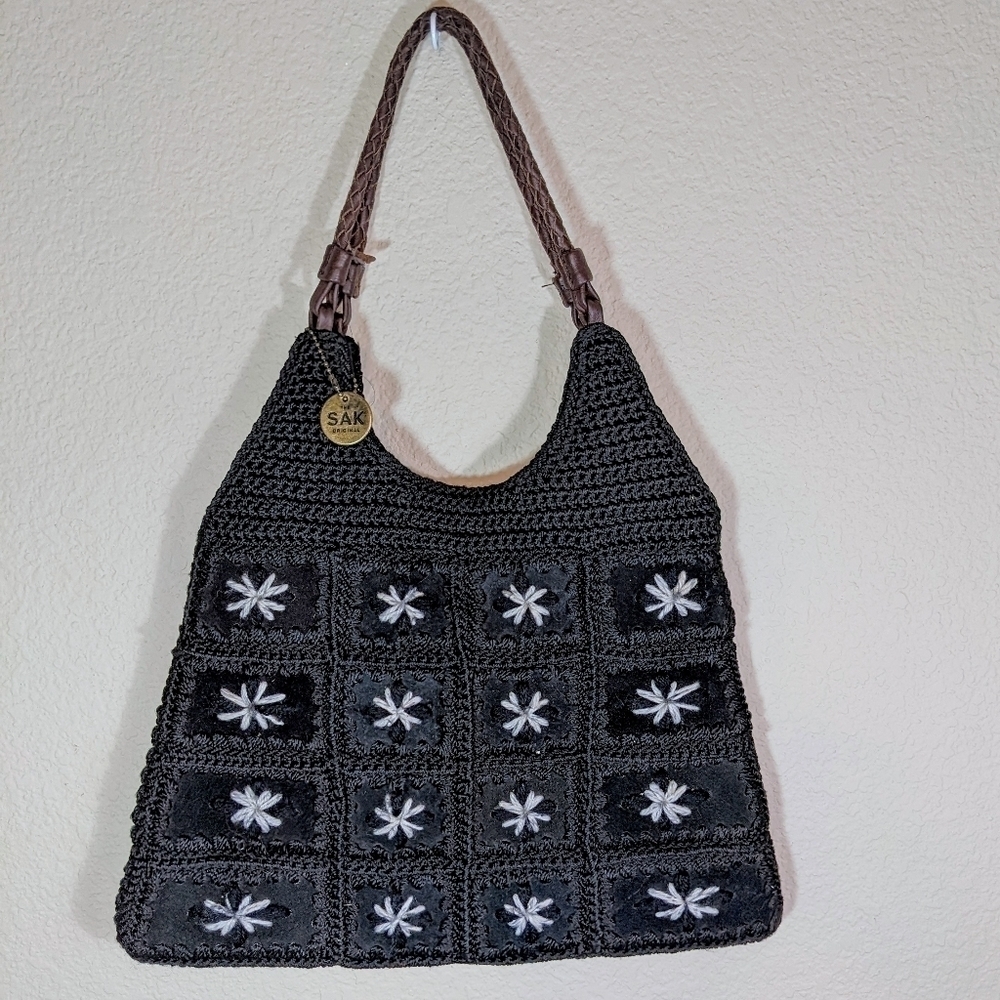 'Sequoia' Floral Crochet Purse With Leather Strap By The Sak